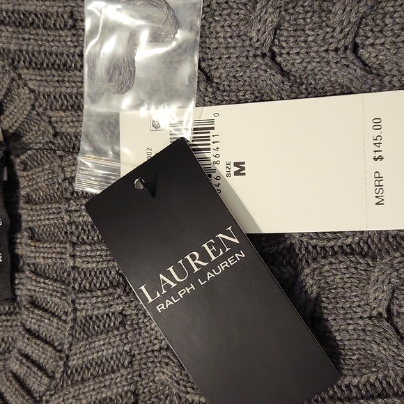 Lauren By Ralph Lauren Grey Cable Knit Crew Neck Cotton Sweater. - Picture 6 of 8